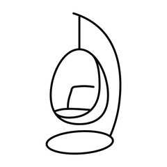 Design of a modern swing cocoon icon for relaxation and leisure spaces featuring a sleek and minimalist vector style