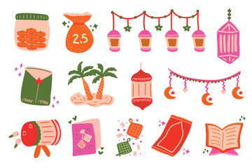 Cute Colorful Ramadan Element Collection