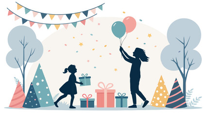 Joyful celebration with gifts, balloons, and confetti creates a heartwarming family birthday moment
