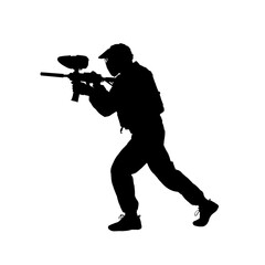 Paintball player silhouette vector illustration
