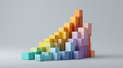 Obraz premium abstract composition of colorful blocks forming upward graph, symbol of startup growth and innovation