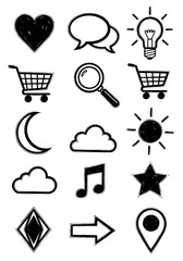 Hand Drawn Web Icons Set - Sketchy Doodle Style Collection