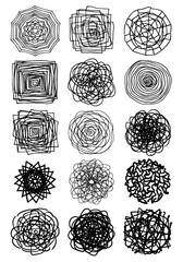 Set of Hand Drawn Abstract Doodle Shapes and Scribble Elements