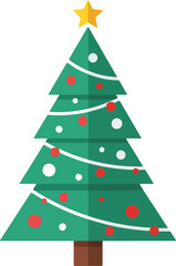 Obraz premium Festive Christmas Tree with Star: A vibrantly decorated evergreen tree, adorned with colorful ornaments and a radiant star, embodies the joyous spirit of the holiday season.