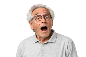 Shocked elderly man. Shock. Astonishment. Fraud. Regret.