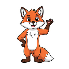 Friendly cartoon fox waving hello, perfect for children's illustrations