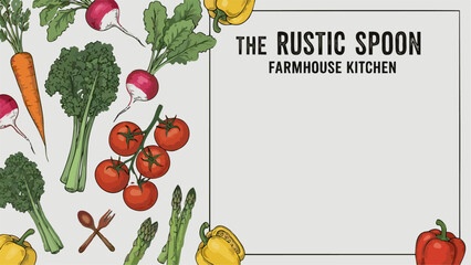Farmhouse Kitchen Menu Board Mockup with Hand Drawn Vegetables