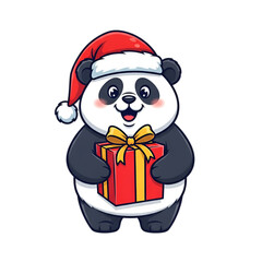Festive panda wearing Santa hat delivers gifts filled with holiday cheer
