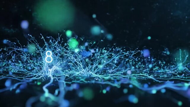 Dynamic visual journey through a vibrant, stylized micro ecosystem, where each changing scene corresponds to a decreasing countdown digit or segment. evolving natural ecosystem