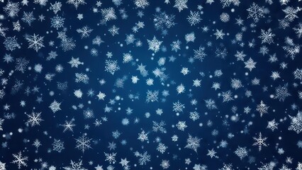 Digital illustration featuring falling snowflakes against a gradient blue background
