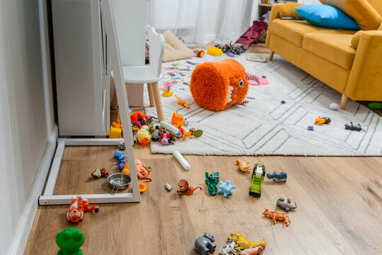 Clutter and scattered toys in the children's room. Saint Petersburg, Russia - 20 Nov 2025