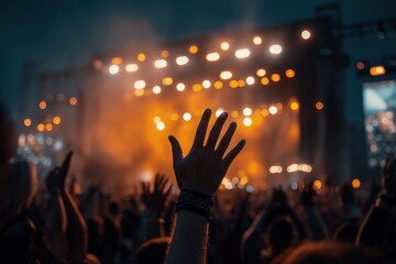 Enthusiastic Crowd Enjoying a Live Music Concert.