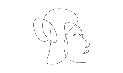 Aesthetic Woman Portrait Line Art Elegant Minimal One Line Face Drawing