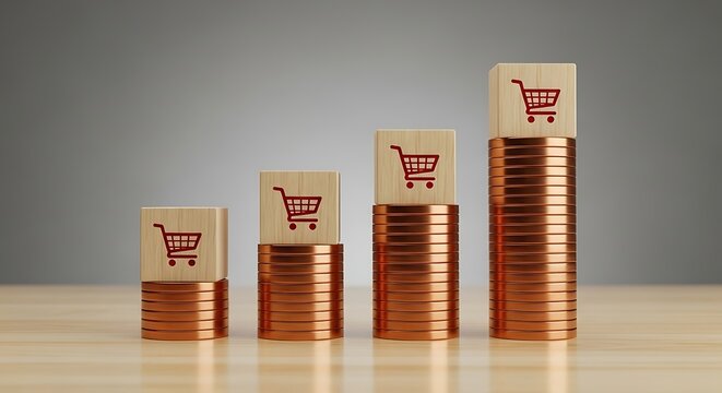 Boost your retail sales with this visual showing shopping cart growth, perfect for illustrating e-commerce success and financial growth strategies