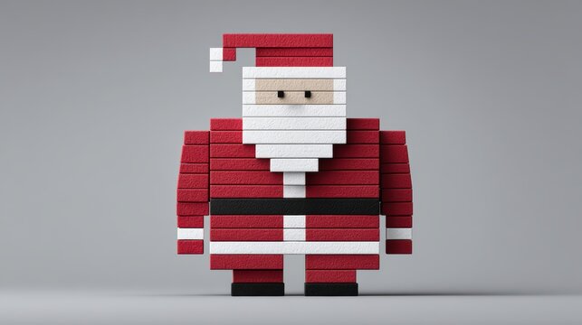 Pixelated Santa Claus illustration on a gray background for Christmas - Powered by Adobe