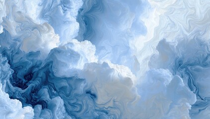 Fototapeta premium Abstract depiction of swirling, ethereal clouds with varying shades of blue and white