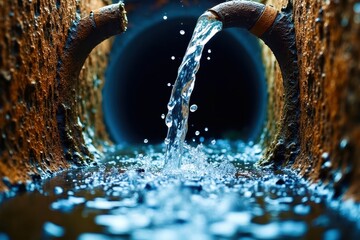 water drops on the water from pipe