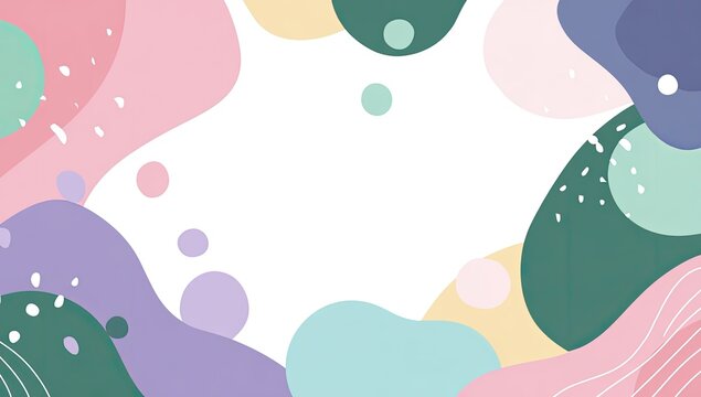 Abstract design with flowing shapes and soft colors, white space center - Powered by Adobe