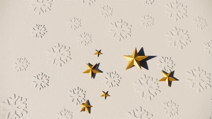 gold stars with white snowflakes on background and sunlight animation - Powered by Adobe
