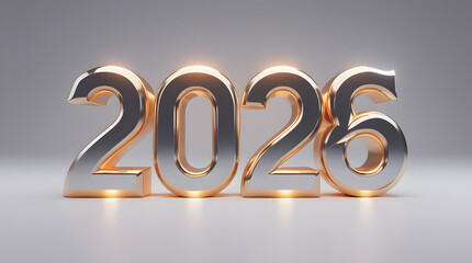 &ldquo;2026&rdquo; isolated 3D typography, clean cutout edges, professional studio lighting, metallic soft glow, transparent background, alpha channel, no shadows bleeding, perfect for templates, mockups, posters