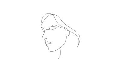 Woman Expression One Line Drawing Minimal Artistic Face Illustration