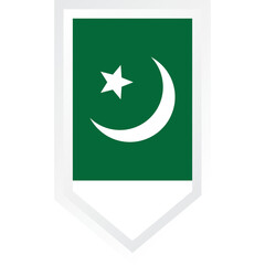 Green Pennant With White Star and Crescent Moon Symbol of Pakistan National Emblem Clear Clipping Path Isolated on White