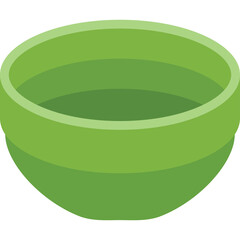 A Simple Green Bowl Filled with Water on a Transparent Background