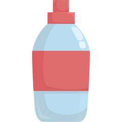 Clear Plastic Bottle With Red Cap And Label For Liquid Products Isolated On Transparent Background Simple Clean Design For Hydration Health And Wellness Concepts