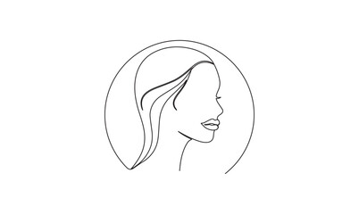 Minimal Abstract Beauty Face One Line Female Portrait Design