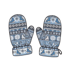 Stay cozy and stylish on the ice rink with these adorable winter mittens featuring snowflake and ice skate designs, perfect for winter sports enthusiasts