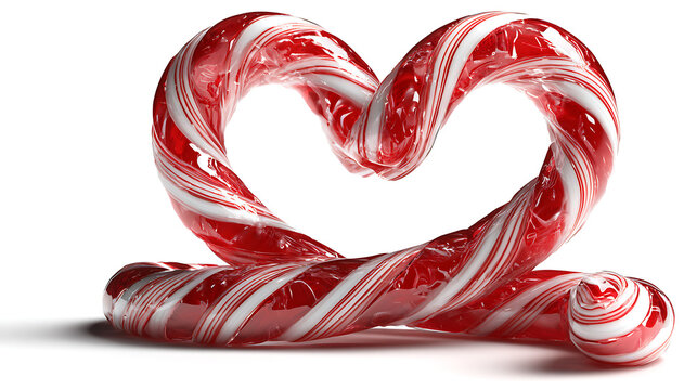 heart shaped candy canes on white background