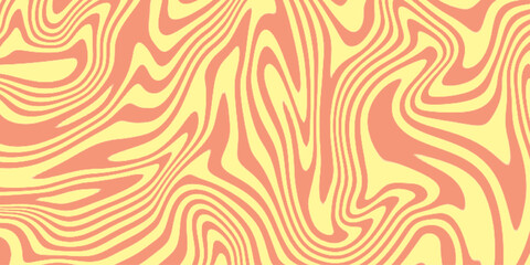 Vector Seamless Pattern with Swirl Wavy Caramel. Toffee Milkshake Abstract Background. Op Art 3D Wavy Lines Yellow and Deep Magenta Seamless . marble pattern as illustration background .