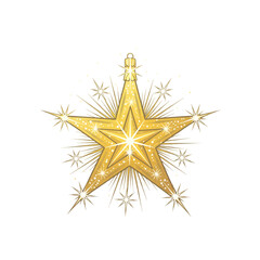 Golden starburst ornament brings festive cheer, perfect for holiday cards and seasonal designs, radiating joy and warmth this Christmas season