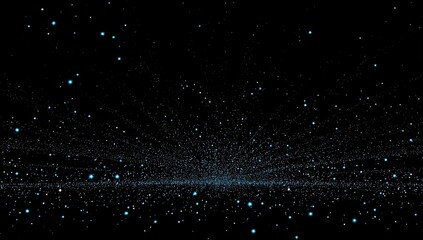 Abstract digital dots expanding in darkness, simulating depth