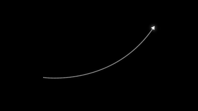 Dotted arrows motion animation on black background. dotted arrows, Thin dotted line arrow motion animation.