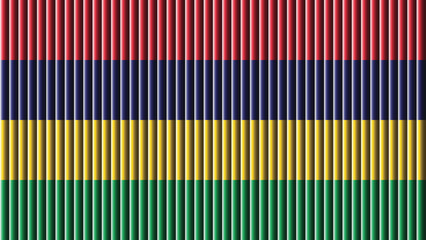 A vibrant flag featuring horizontal bands of red blue yellow and green stripes stands out