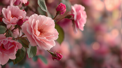 Obraz premium close-up-blush-pink-garden-roses-buds-soft-romantic-lighting-bright-bokeh-effect-valentine-wedding-floral-design