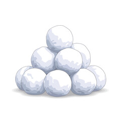 Pile of snowballs ready for a playful winter battle or a fun snow day activity, perfect for adding a touch of seasonal joy and excitement to your designs