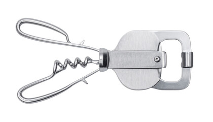 Metal can opener kitchen tool with a bottle opener Isolated on transparent background, png.