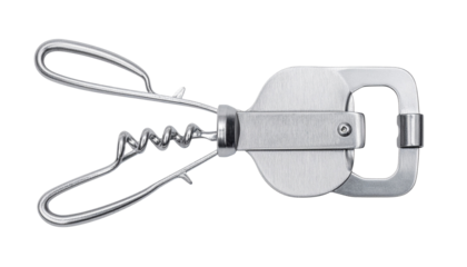 Metal can opener kitchen tool with a bottle opener Isolated on transparent background, png.