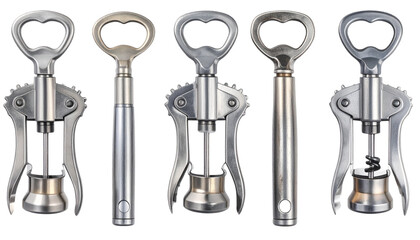Metal can opener kitchen tool with a bottle opener Isolated on transparent background, png.