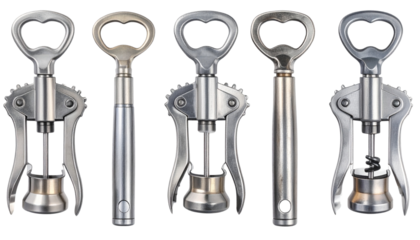 Metal can opener kitchen tool with a bottle opener Isolated on transparent background, png.