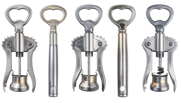 Metal can opener kitchen tool with a bottle opener Isolated on transparent background, png.