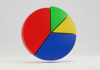 Colorful pie chart representing data analysis business statistics, isolated on white background