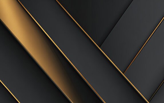 Abstract design with overlapping dark grey shapes and gold accents for elegance
