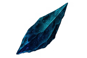 Blue crystal shard fantasy element with transparent background