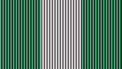 A striking visual pattern of alternating vertical green and silver stripes dominates the image