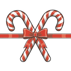 Festive Candy Canes Tied with a Bow, Perfect for Holiday Cheer and Sweet Treats, Ideal for Christmas Cards and Seasonal Decorations
