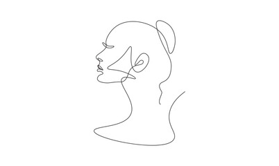 Aesthetic Female Face One Line Art – Stylish Minimalist Woman Portrait Illustration 