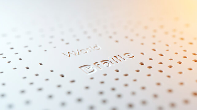 Textured braille surface in soft light highlighting tactile reading